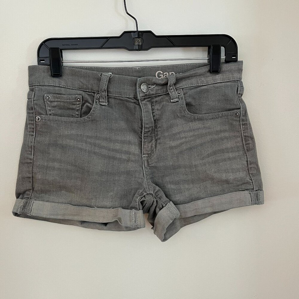 Gap 1969 Womens Grey Mid Rise Rolled Hem Slim Denim Shorts Size 27r